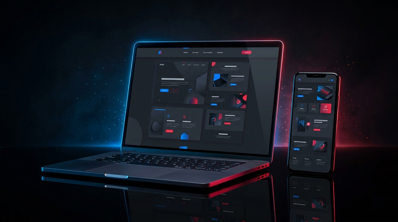 Ejemplo de página web premium creada por NexoVa, vista en laptop y móvil